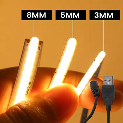 DC5V 12V 24V COB LED Strip Light with USB/DC Adapter 320/400LEDs/m High-density Flexible Lighting 3000K/4000K/6000K Decorative Light Strip