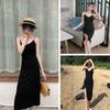 Suspender Dress Female Platycodon French Slimming New Summer Retro Split Fork Inner with Base Small Black Skirt