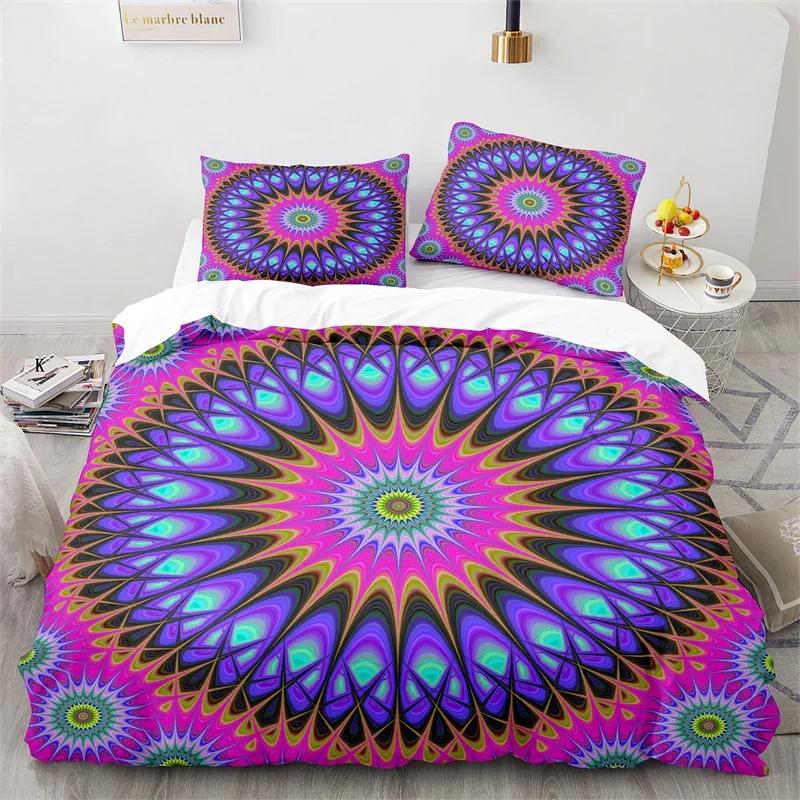 Psychedelic Mandala Duvet Cover Microfiber Bohemian Floral Bedding Set Twin Queen King For Kids Teen Boho Floral Comforter Cover