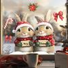 Merry Christmas Rabbit Window Cling Removable Waterproof Santa Hat Couple Bunny Static Glass Sticker Holiday Party Decoration Decal