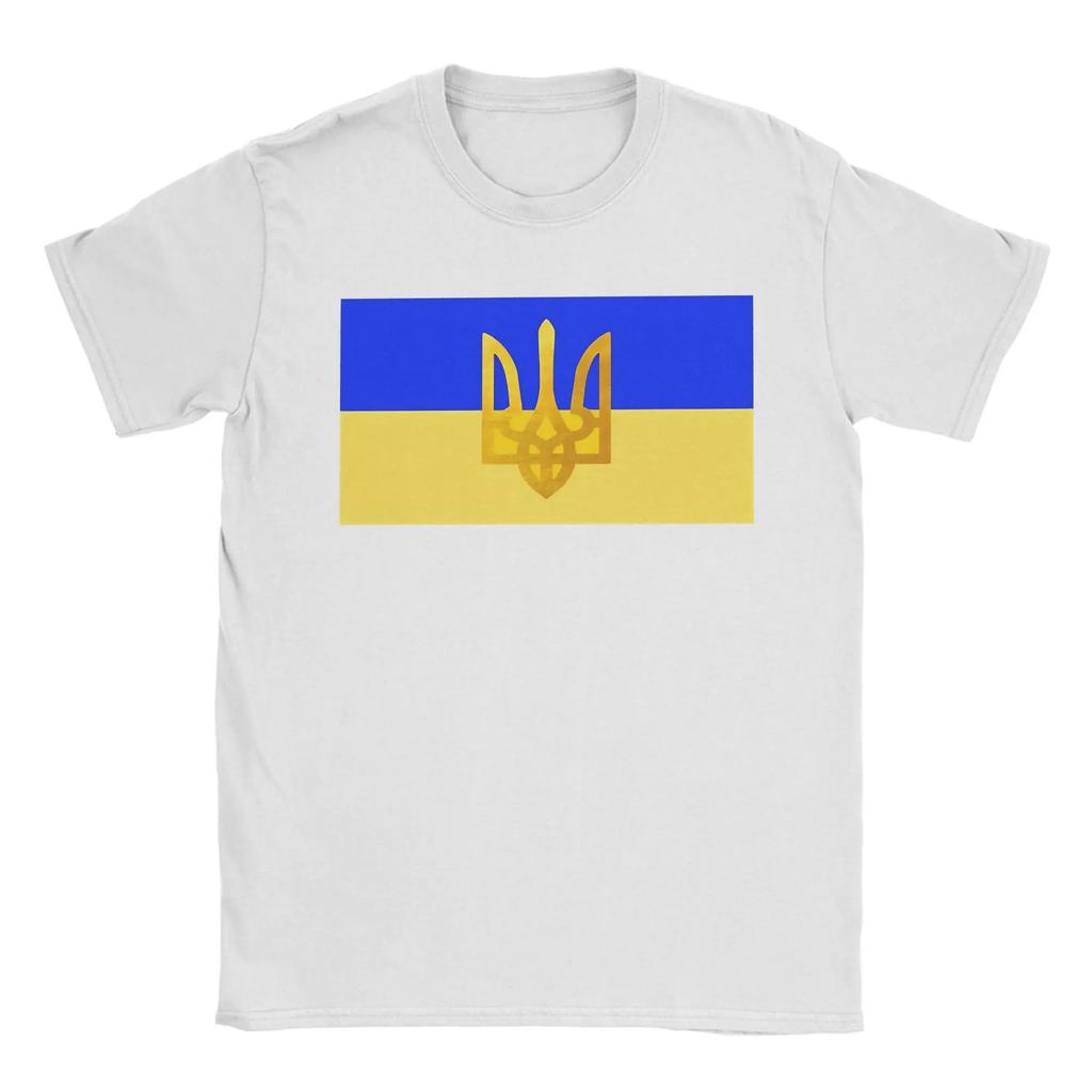 Ukraine Flag  T-Shirt for Men  Awesome Cotton Tee Shirt Round Collar Short Sleeve T Shirts Birthday Present Tops