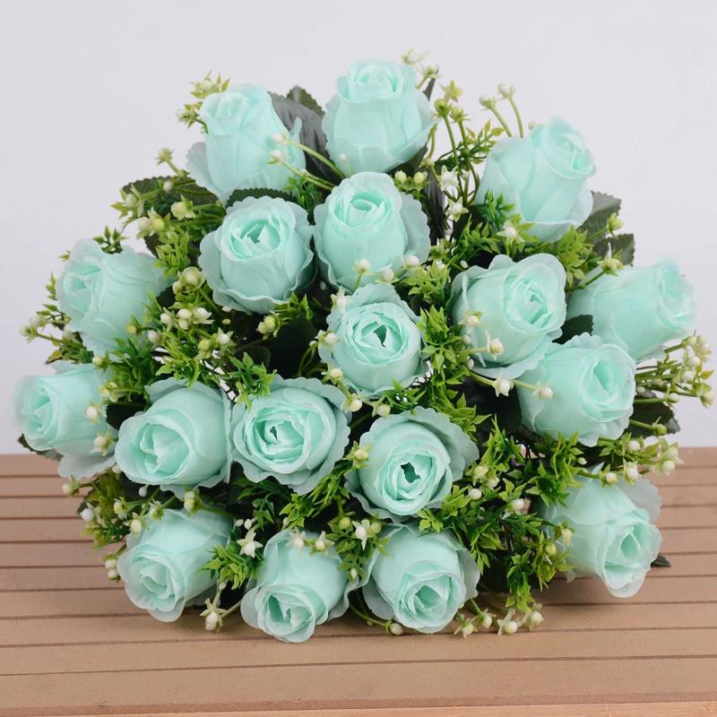 18 Heads Rose Bouquet Artificial Flower Wedding Rose Decor Silk Rose Bouquet Wedding Bride Holding Flowers