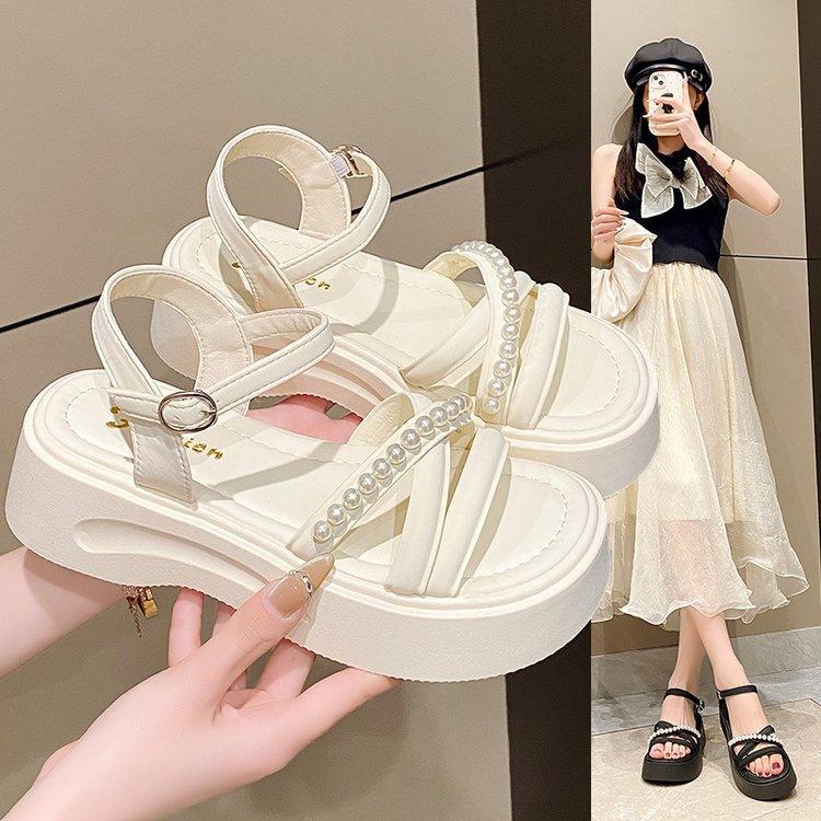 Platform Sandals Women's Summer New 2025 Soft Sole Versatile Word Belt Comfortable Wear-resistant Casual Women's Beach Cool Slippers