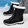 Damen Winterstiefeletten mit Kunstfellfutter, wasserdicht, mittelhohe Stiefeletten, rutschfeste Outdoor-Schuhe, zum Schnüren, Wanderstiefel für Damen