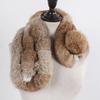 Russian Women Thick Natural Fur Scarf Winter Ladies Warm Real Rabbit Fur Muffler Knit Fluffy Pompoms Genuine Fur Scarves