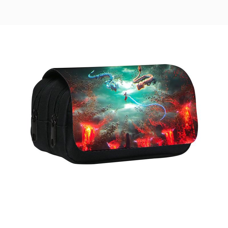 Nezha Cartoon Double Compartment Pen Bag With Durable Nylon For School Use Style 16