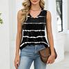 Women Loose Fit V Neck Pleated Striped Sleeveless Tank Top Casual Lightweight Pullover Blouse for Summer Daily Wear