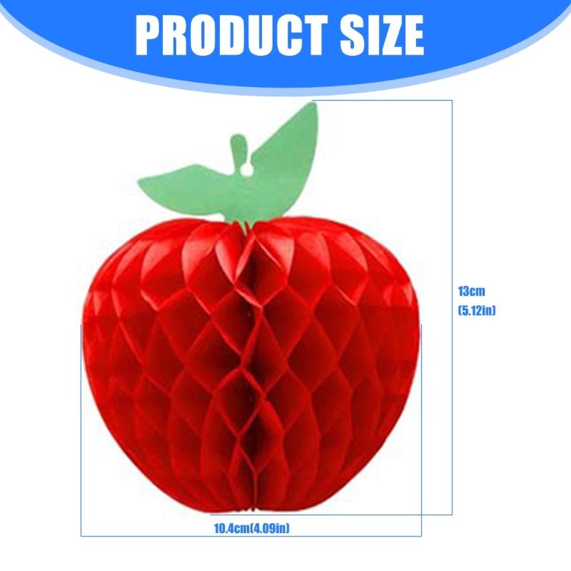 10Pieces Bright Apples Shape Honeycomb Hanging Ornament Tear Resistant Paper Craft For School Office Party Seasonal Decorations