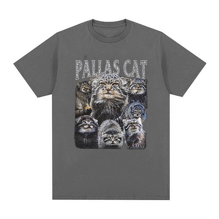 Vintage Pallas Cat Funny Meme Tee Shirt Men Women Fashion Cotton Short Sleeve T-shirt Cute Clothing Harajuku Oversized T Shirts