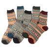 1/5 Pairs Casual Socks EU Size 38-43 Retro Pattern Autumn/Winter Round Neck Socks Ethnic Style Women Comfortable