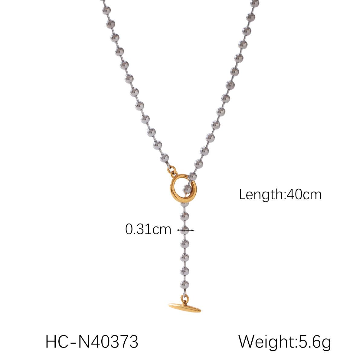 

Round Bead Chain OT Clasp Pendant Necklace for Women, Niche High-end Titanium Steel Sweater Chain, Fade-resistant