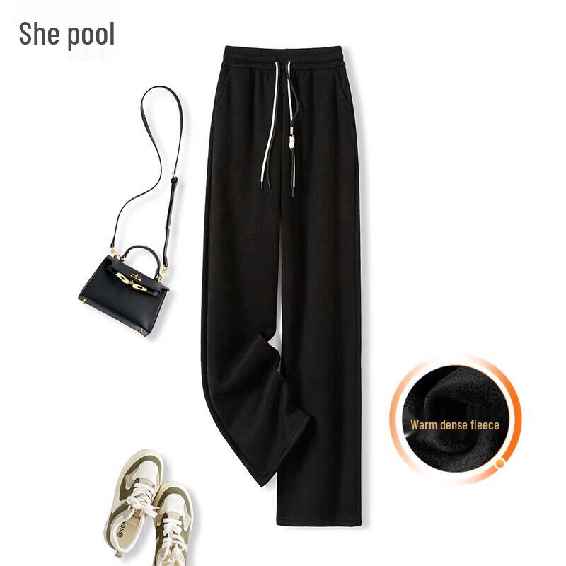 

She Pool Women s Plush Lined Wide-Leg Pants M