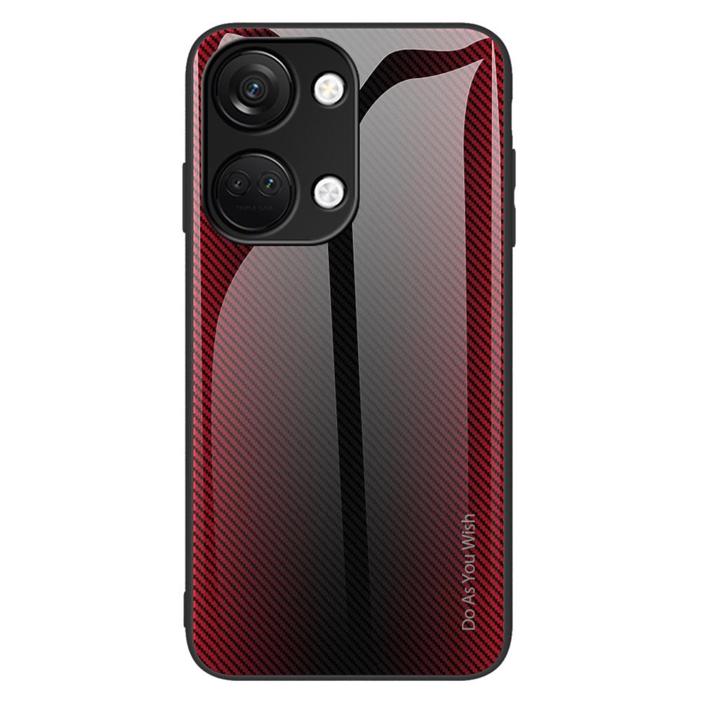 For OnePlus Nord 3 5G/Ace 2V Carbon Fiber Texture Anti-Scratch Cover Tempered Glass Back Soft Frame Phone Case