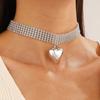 Exaggerated Heart Pearl Necklace with Irregular Hollow Design for Women
