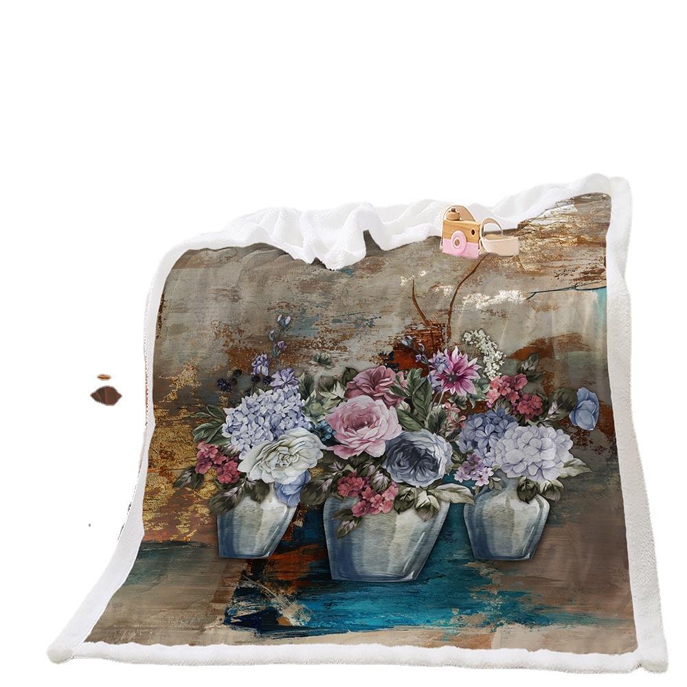 Blanket Flower European Vintage Blanket Lamb Fleece Crystal Fleece Blanket Blanket Universal In All Seasons
