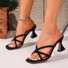 Women's High Heel Slippers Big Butterfly Alien Shape Square Toe Slippers Women Summer New Designer Zapatillas De Mujer