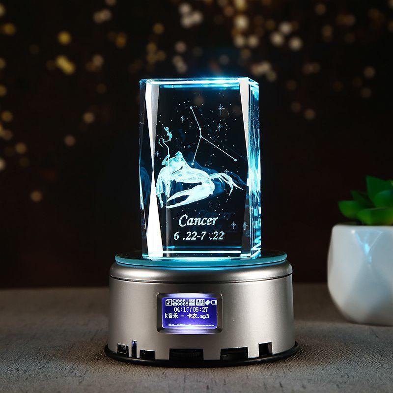 Home Decoration 3D Interior Carving 12 Constellation Crystal Glass Ornaments Birthday Gift Gift Music Box Gift for Girlfriend