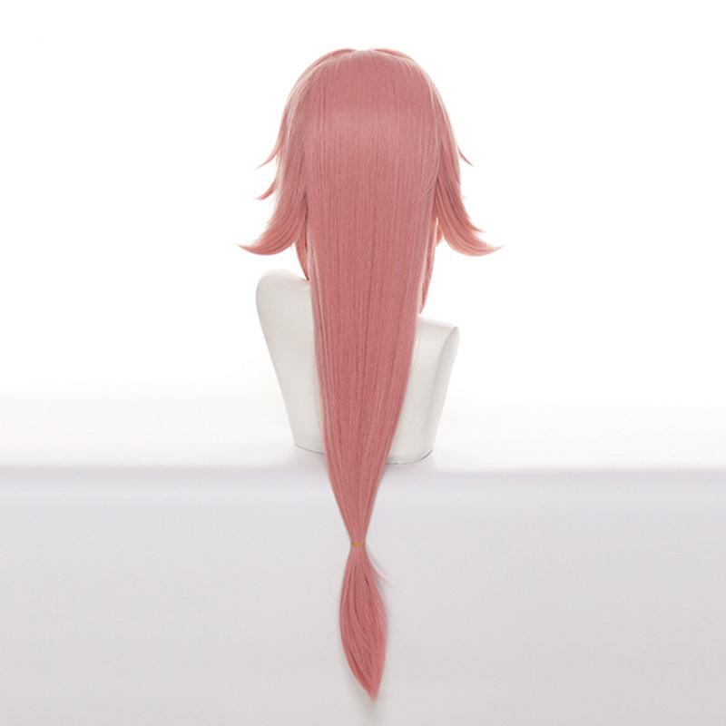 Genshin Impact Yae Guuji Cosplay 85cm Wig Pink Wig Cosplay Anime Cosplay Wigs Heat Resistant Synthetic Hair Wigs + Wig Cap