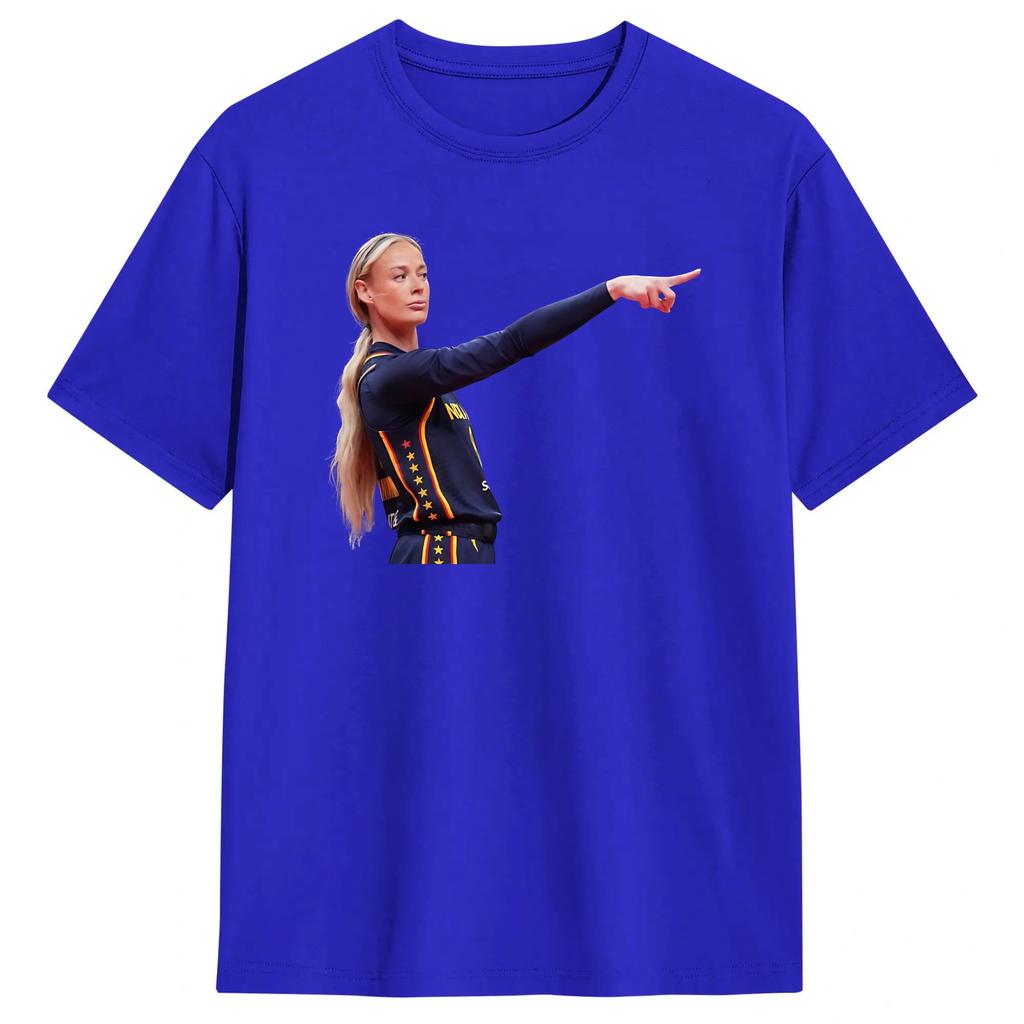 Awesome Sophie Cunningham Indiana Fever Pointing T-Shirts for Men 100% Cotton T Shirt  Short Sleeve Tee Shirt Clothes