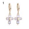 Women's Luxury Cubic Zirconia Dangle Drop Cross Hoop Earrings Banquet Jewelry