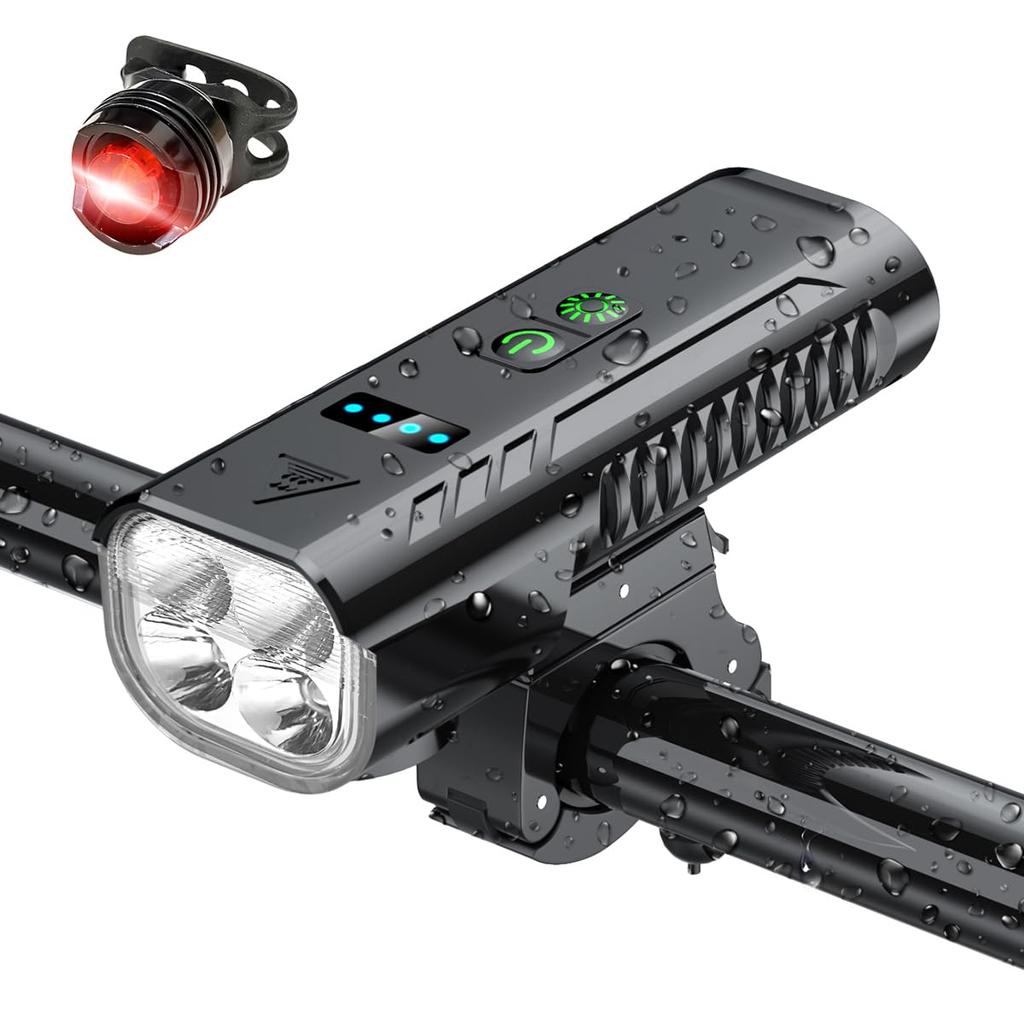 Rechargeable Bicycle 5800mAh High Capacity 4 Powerful High Brightness 5 Lighting Road SOS Flashing Up To 12 Hours of Continuous IPX6 Power Supply LED