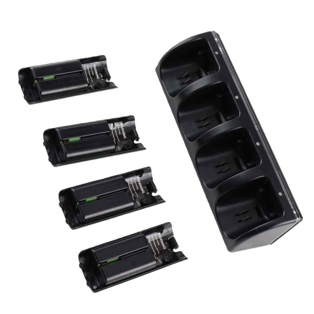 Controller Charger Station for Wii Remotes Controller Charger Dock Station with 4 Pack 2800mAh Rechargeable Battery