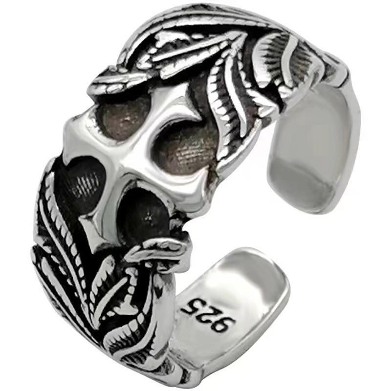 Adjustable Open Ring Men Women Vintage Cross Geometric Sterling Finger Retro Style Adjustable Open Band