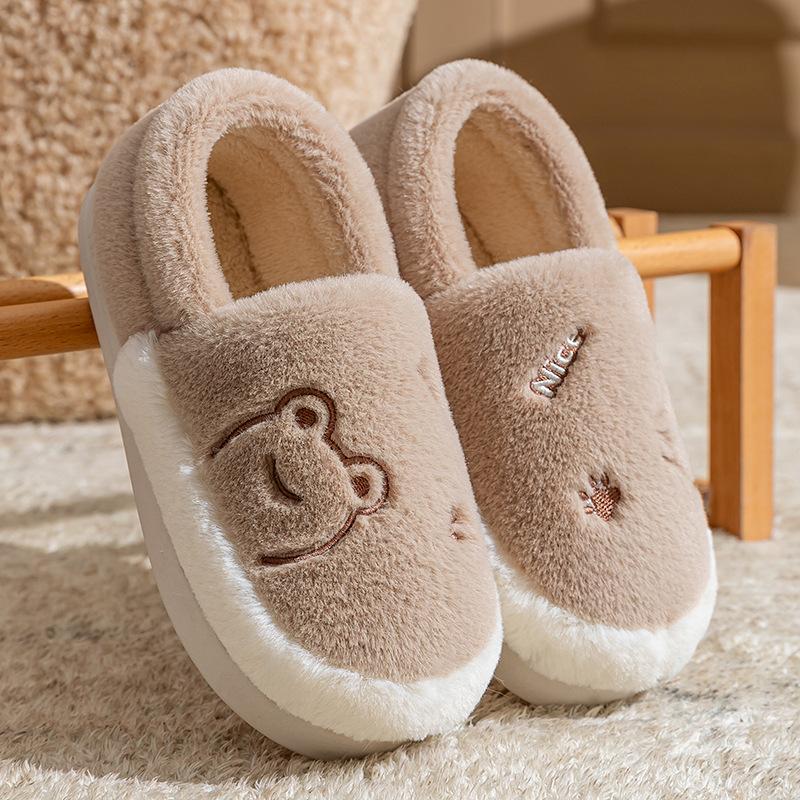 Bag heel cotton slippers home autumn and winter cartoon rabbit ears couple indoor cotton mop velvet warm platform shoes