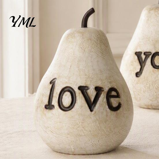 Mother Day Gifts Love/You/Mom Pear Sculpture, Decorative Resin Figurine, Vintage Style Love You Mom Figurine Birthday Ornament for Home Table