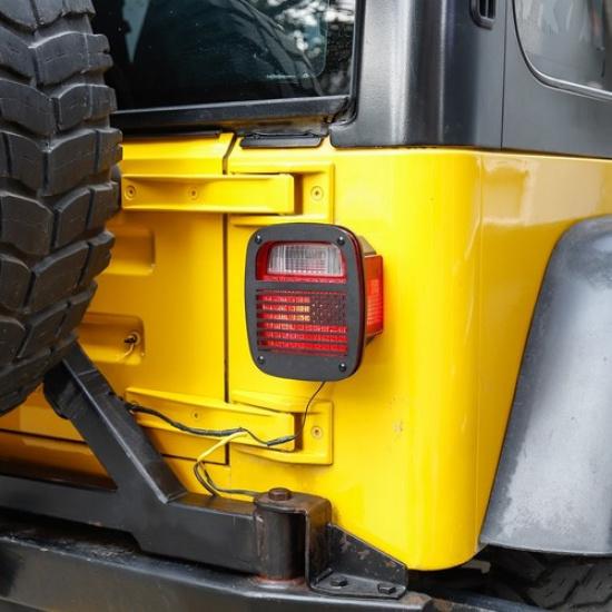 2PCS Black Rear Lamp Tail Light Guard Panel Cover For Jeep Wrangler TJ 1997-2006