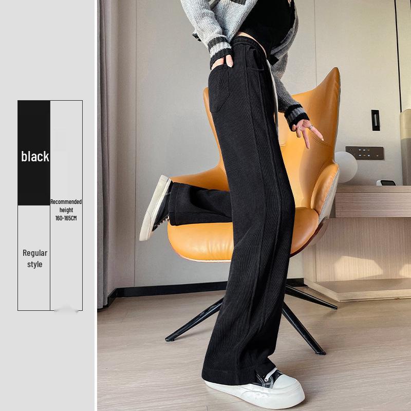 Women's Fleece-Lined Narrow Leg Trousers - Autumn/Winter 2024 Wide Leg Petite Sport Casual Pants