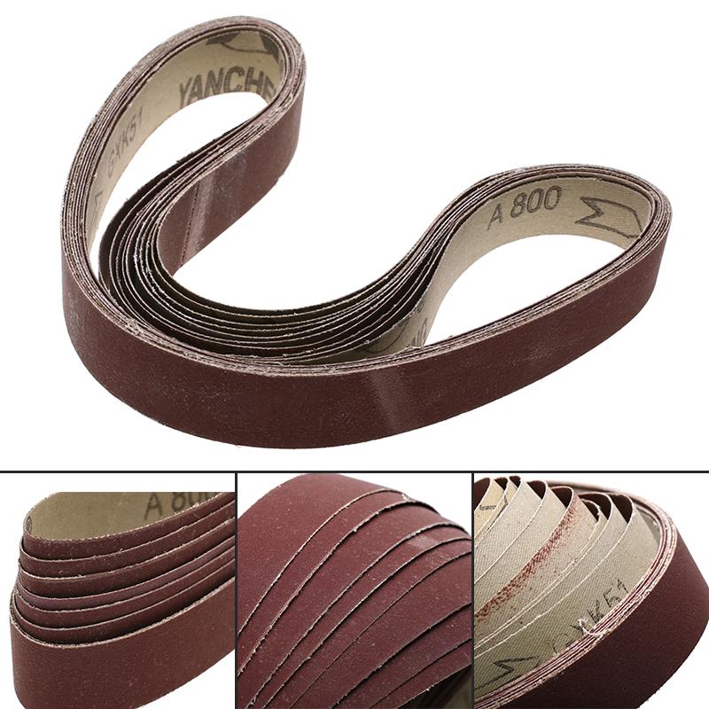 10Pcs 1'' X 30''  760 X 25mm 800 Grit Sanding Belts Strip Oxide Paper Abrasive 