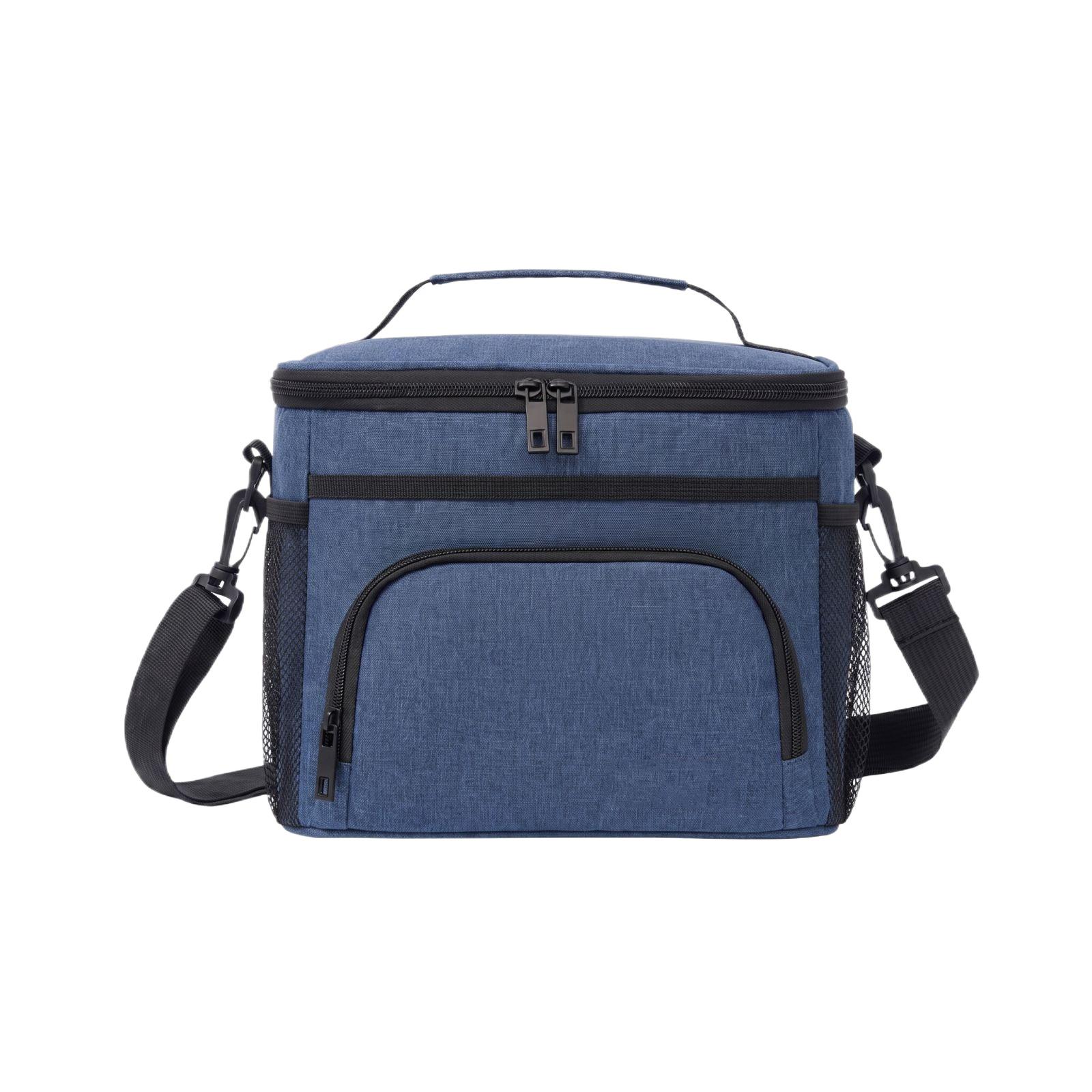 

Insulated Lunch Bag Portable Cooler Tote Box with Handle and Adjustable Shoulder Strap for Students and Office Use Large Capacity Storage one size тёмно-синий