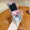 Metal Rope Lanyard Case For Samsung Galaxy Z Flip7 Flip6 Flip5 Flip4 Flip 7 FE 6 5 4 3 5G Beautiful Butterfly Print TPU Cover