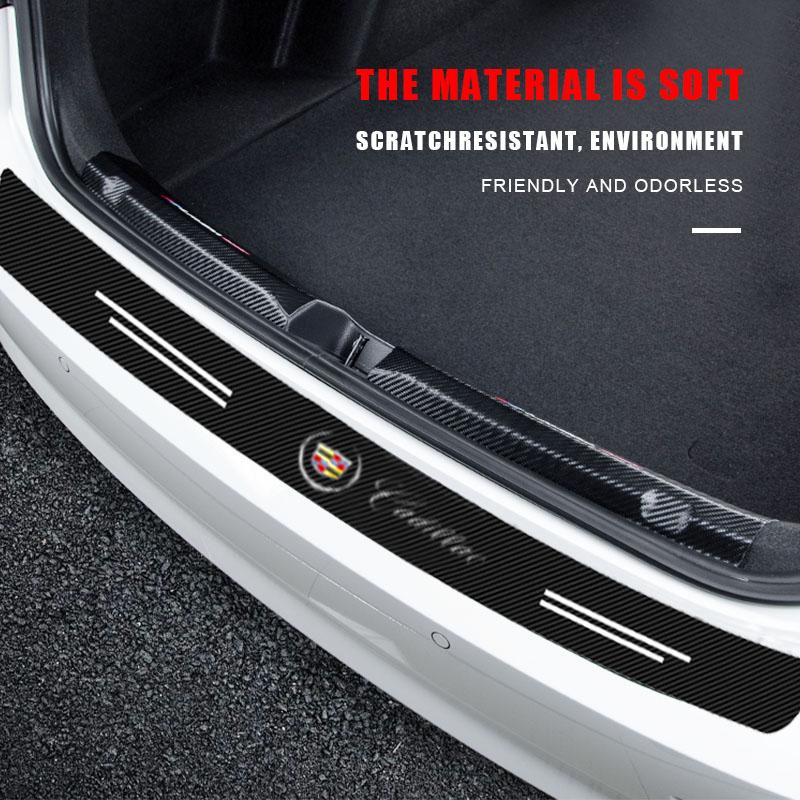 Carbon Fiber Car Trunk Bumper Protective Sticker Decal Styling For Cadillac XT5 XTS CTS BLS SLS DTS SRX Escalade Tiburon Deville