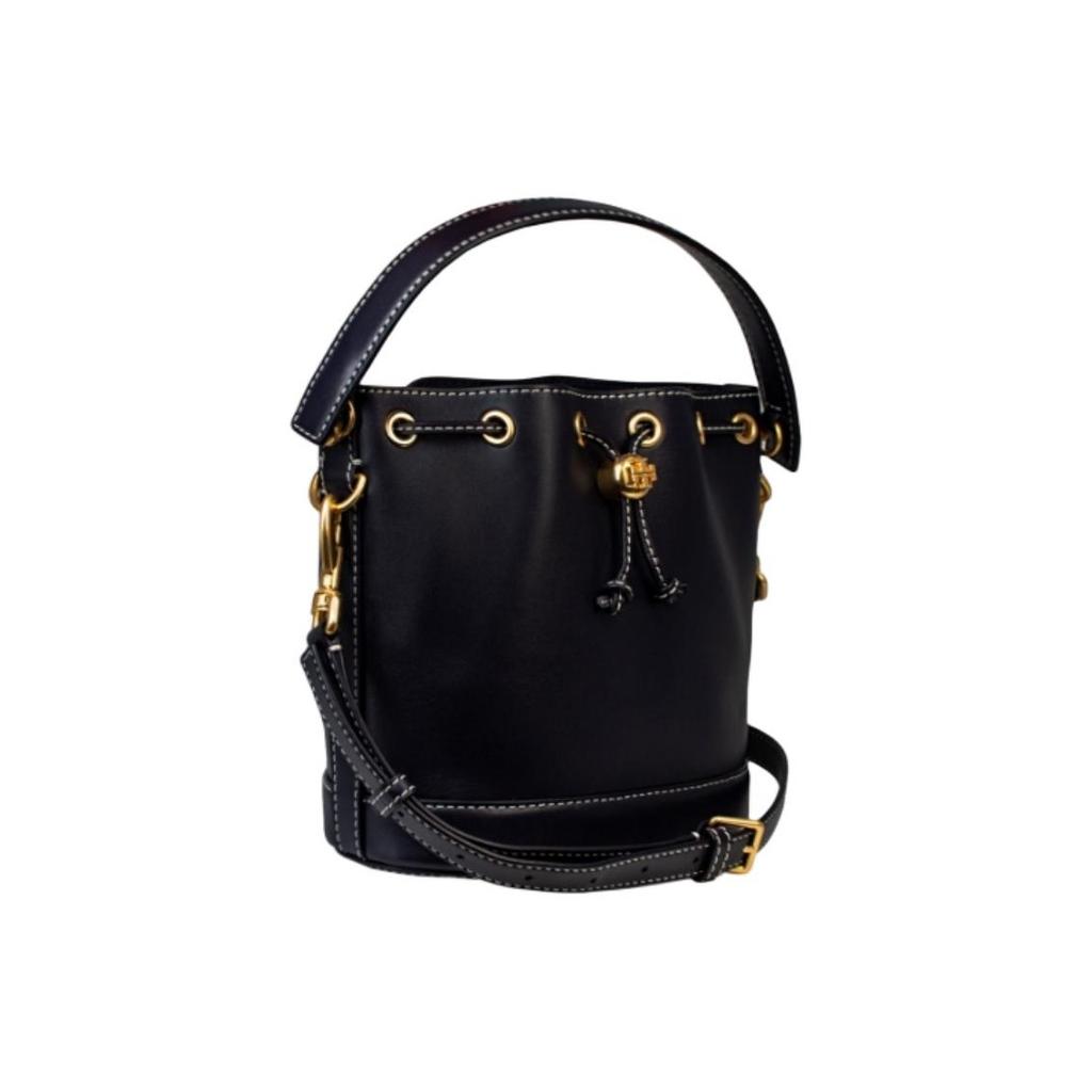 Tory Burch T Monogram Leather Bucket Bag Women Bags Navy-Blue Black Gold 80504-458