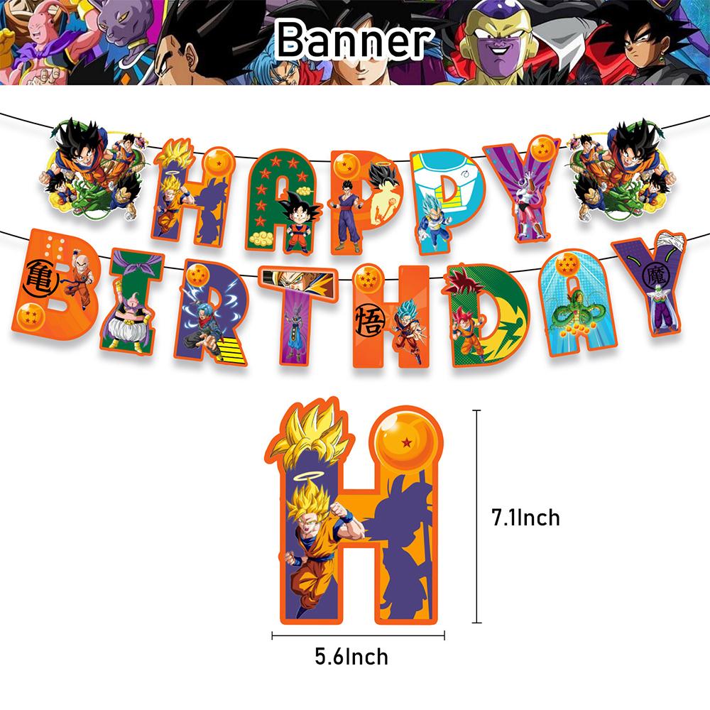 32 Pcs Dragon Ball Birthday Party Supplies Includes Banner Caketoppers Balloons