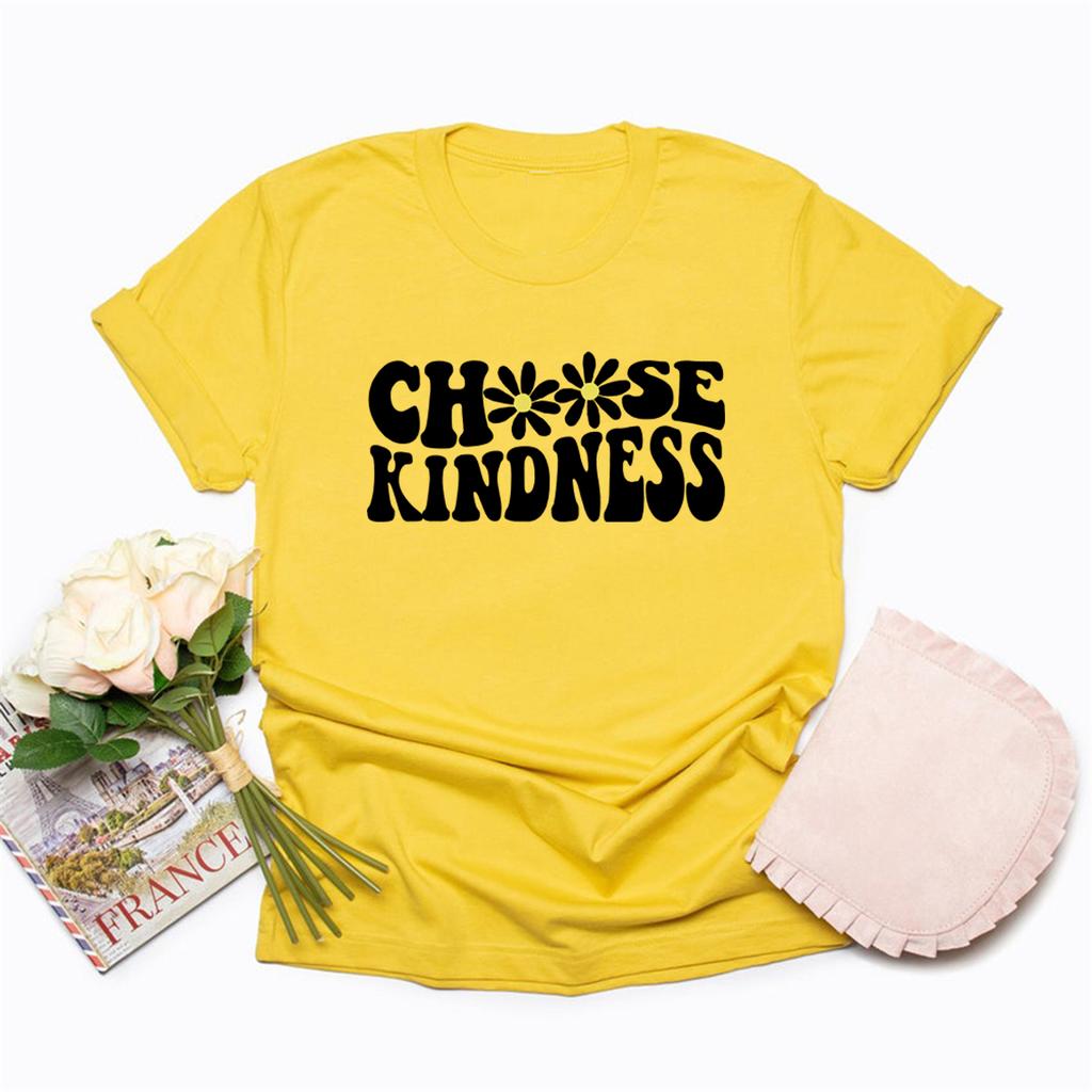 Teacher T-Shirt Choose Kindness Shirt Gift for Teacher Daisy Shirt Back To School Tee Women's Short Sleeve T-shirts Be Kind Tops