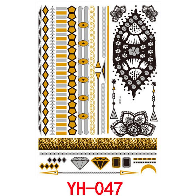 Bronzing Tattoo Sticker, Metal Waterproof Tattoo Sticker, Tattoo