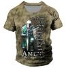 2026 Nuove T-shirt Vintage da Uomo Stampa Cavalieri Templari Per Uomo Estive Oversize Magliette a Manica Corta Casual Girocollo Abbigliamento Uomo