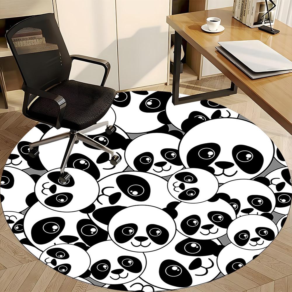 1pc Panda Pattern Office Round Area Rug, Indoor Mat Suitable For Office, Under Office Chairs Bedroom Living Room Home Decor, Room Deco