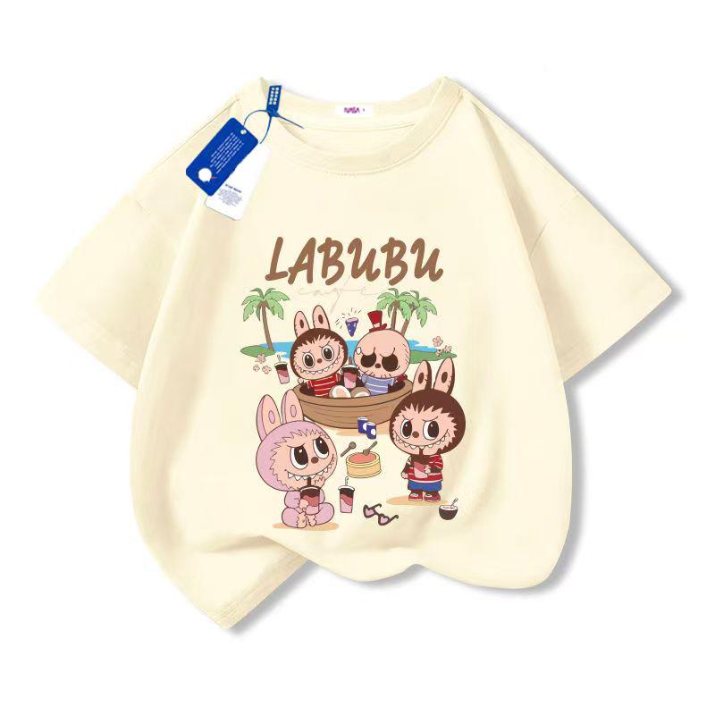 LABUBU Cartoon Anime Print Kids T-Shirt Summer Short Sleeve Tee Girl Boy T-Shirt Child Tops