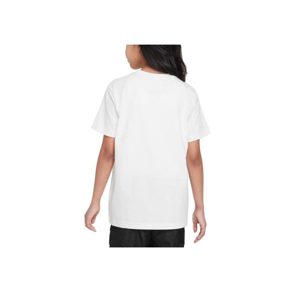 Nike Floral Print Crew Neck Short Sleeve T-Shirt Kids Tops White FD5363-133