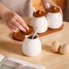 Moisture-Proof Spice Containers with Spoon Spice Bottles Ceramics Seasoning Jars  Kitchen