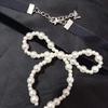 Chic Bowknot Necklace featuring Pendant Elegant Pearls Choker Jewelry Adornment