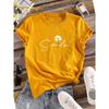 Flower & Letter Print Crew Neck T-Shirt Casual Short Sleeve T-Shirt for Summer Women's Clothing Comfortable Soft Creative Tops
