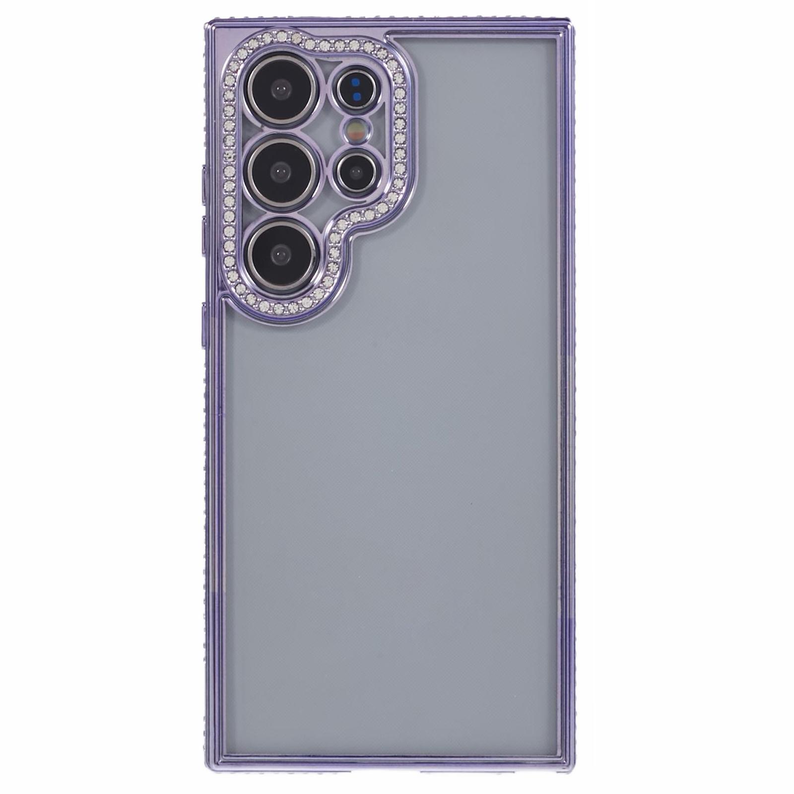 

For Samsung Galaxy S24 Ultra TPU Case Rhinestones Decor Phone Protective Cover Dark Purple