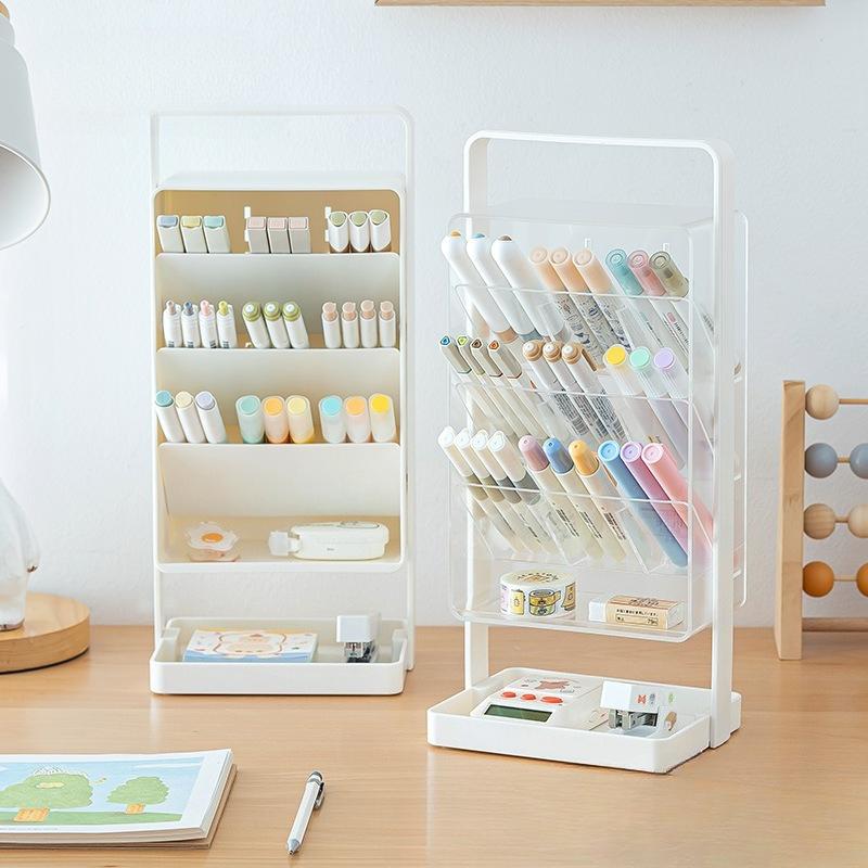 Simple and Portable Storage Box, Multifunctional Slanted Transparent Large Capacity Creative Pen Holder