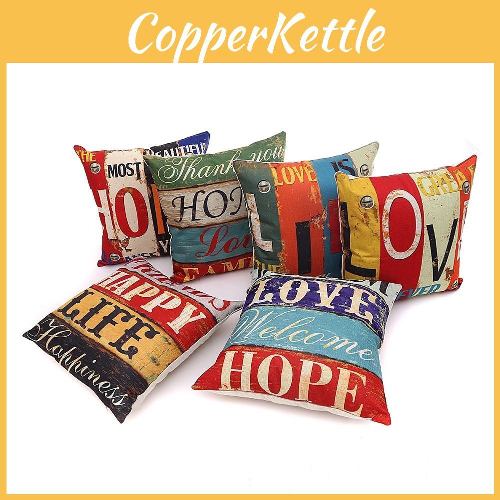 Premium Housse De Coussin Carr Coton Imprim Lettres Rtro Mlang For Timeless Elegance