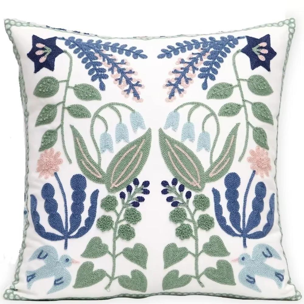 Square Floral Swallow Cushion Cover Skin-friendly Sofa Pillowcase Throw Pillow Cover  Office 17.72x17.72 in